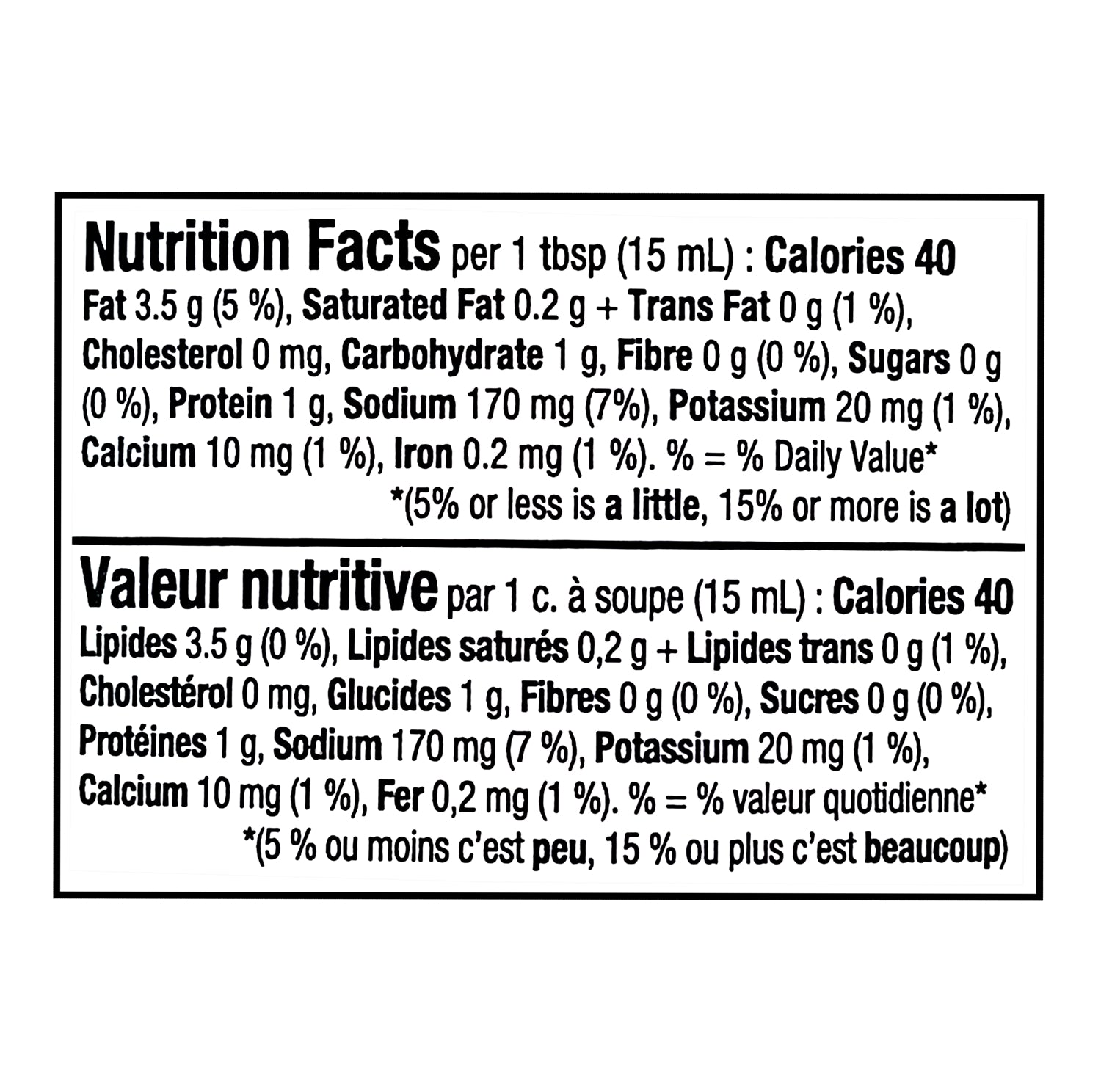 French's Dill Pickle Mustard Spread 325ml nutrition facts panel
