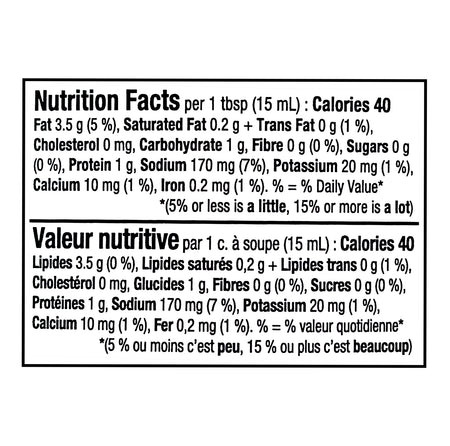 French's Dill Pickle Mustard Spread 325ml nutrition facts panel