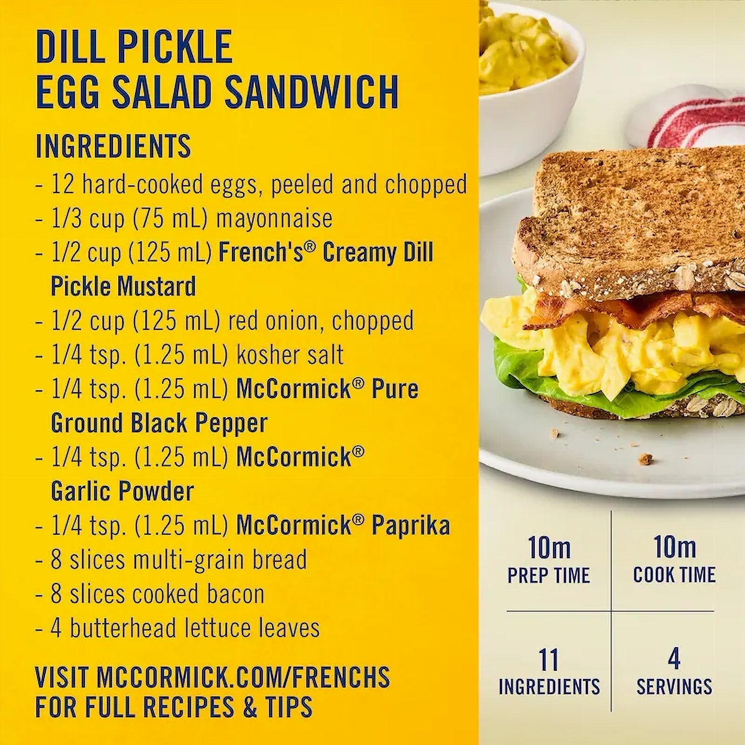 French's Dill Pickle Mustard Spread recipe card — serving ideas and uses