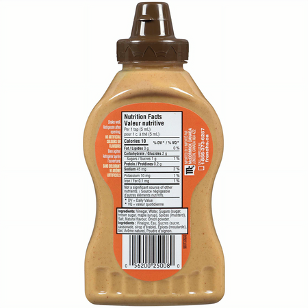 French's Maple Prepared Mustard, 325ml/11 fl. oz. - Back Of Bottle