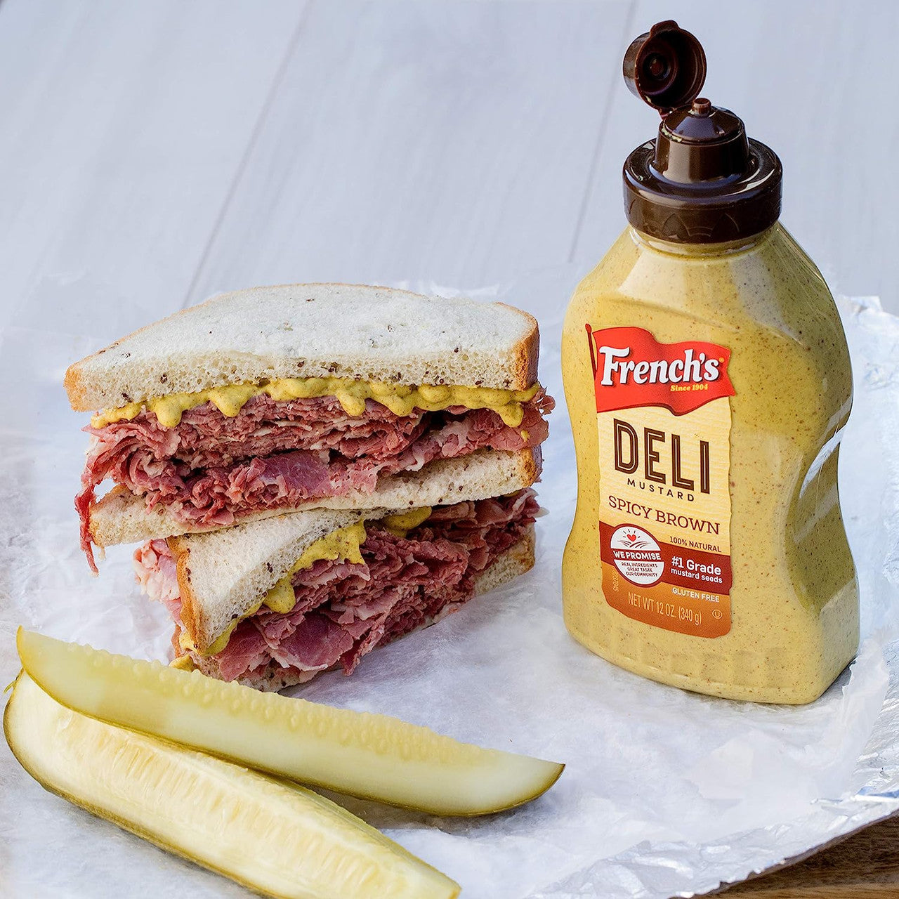 French's Bold 'n Spicy Deli Mustard, 325ml/11 fl. oz Used In A Sandwich