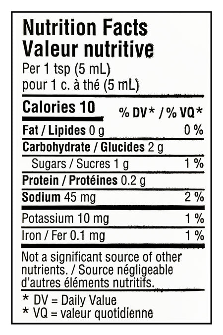 French's Maple Prepared Mustard, 325ml/11 fl. oz. - Nutrition Facts Label