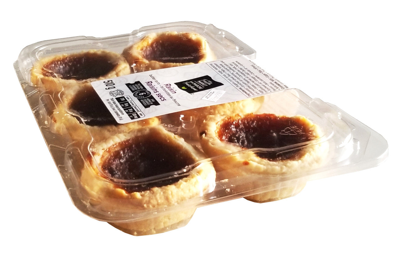 Your Fresh Market Raisin Butter Tarts, 510g/18oz., 6 Tarts, {Imported from Canada}