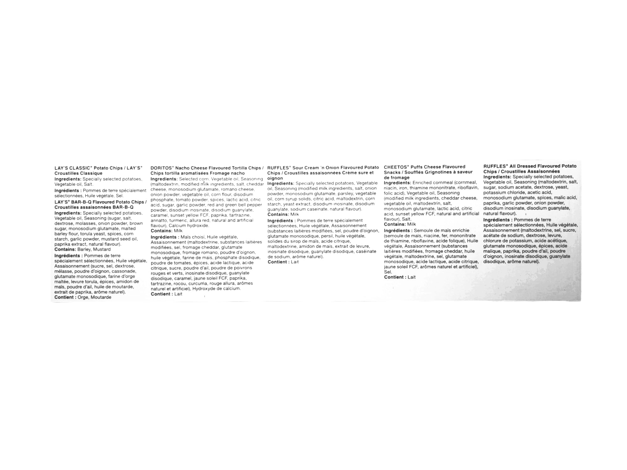 Frito Lay Chips Mega Size Classic Mix ingredients