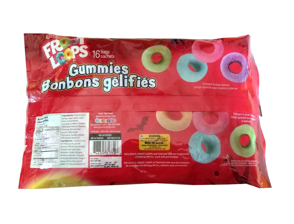 Kellogg's Froot Loops Gummies, 16ct, 191g/6.7 oz. Bag {Imported from Canada}