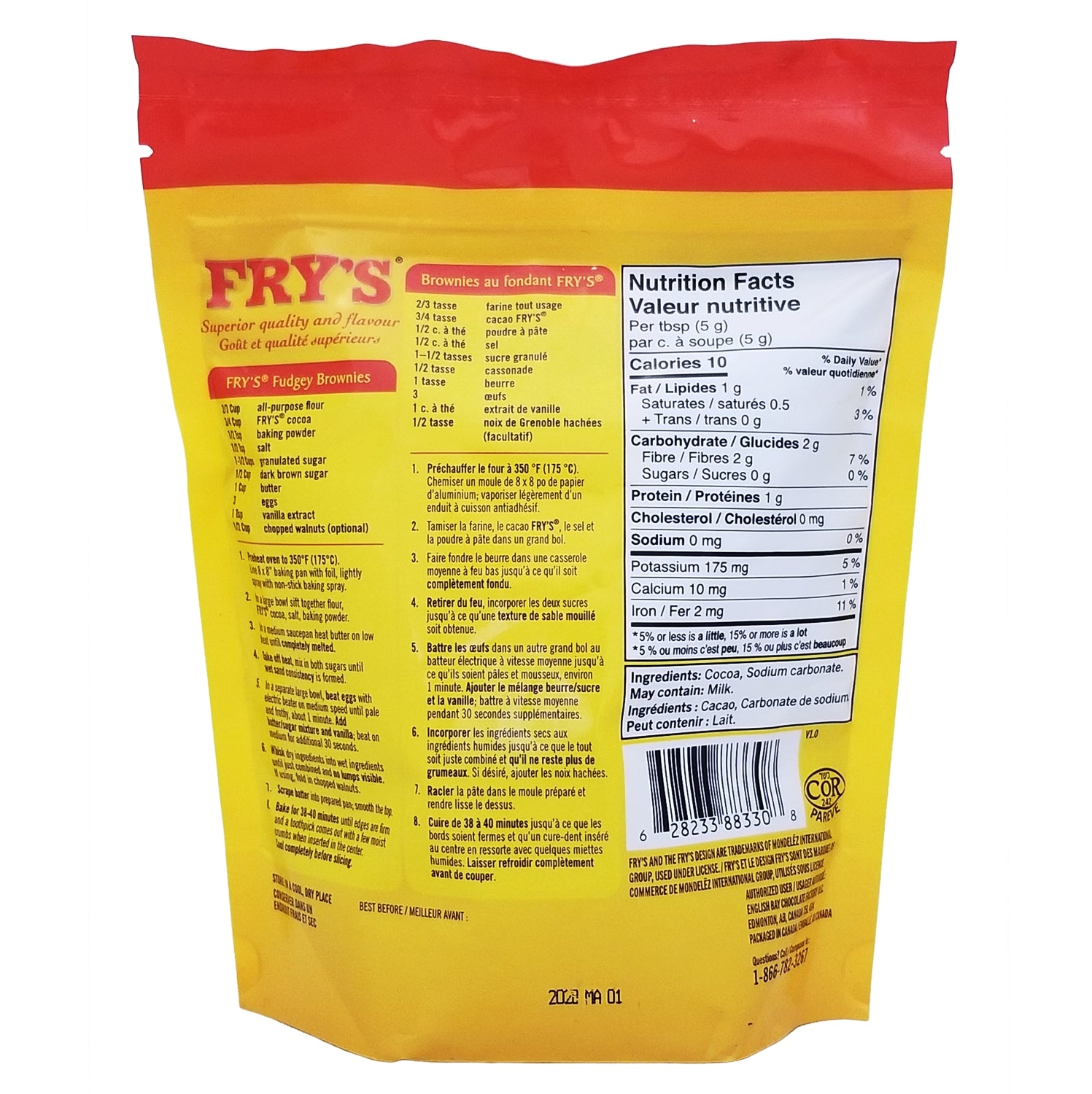 Fry's Cocoa Powder 227g (8 oz) – Dutch-Process Unsweetened Baking Cocoa