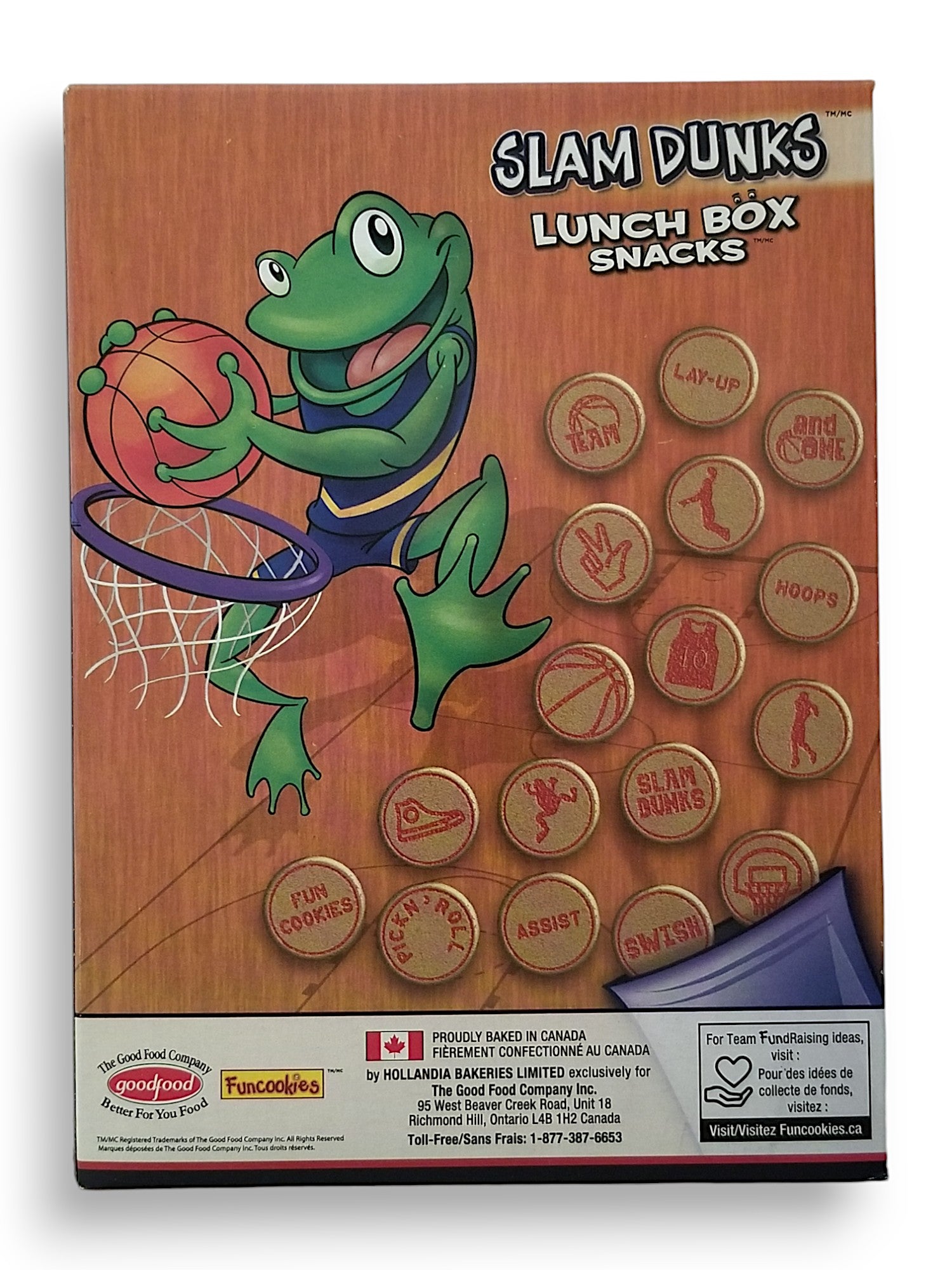 Funcookies Slam Dunks Sprinkled Cookies, Lunch Box Snacks , (6 pouches), 168g/6 oz., Box, back of box