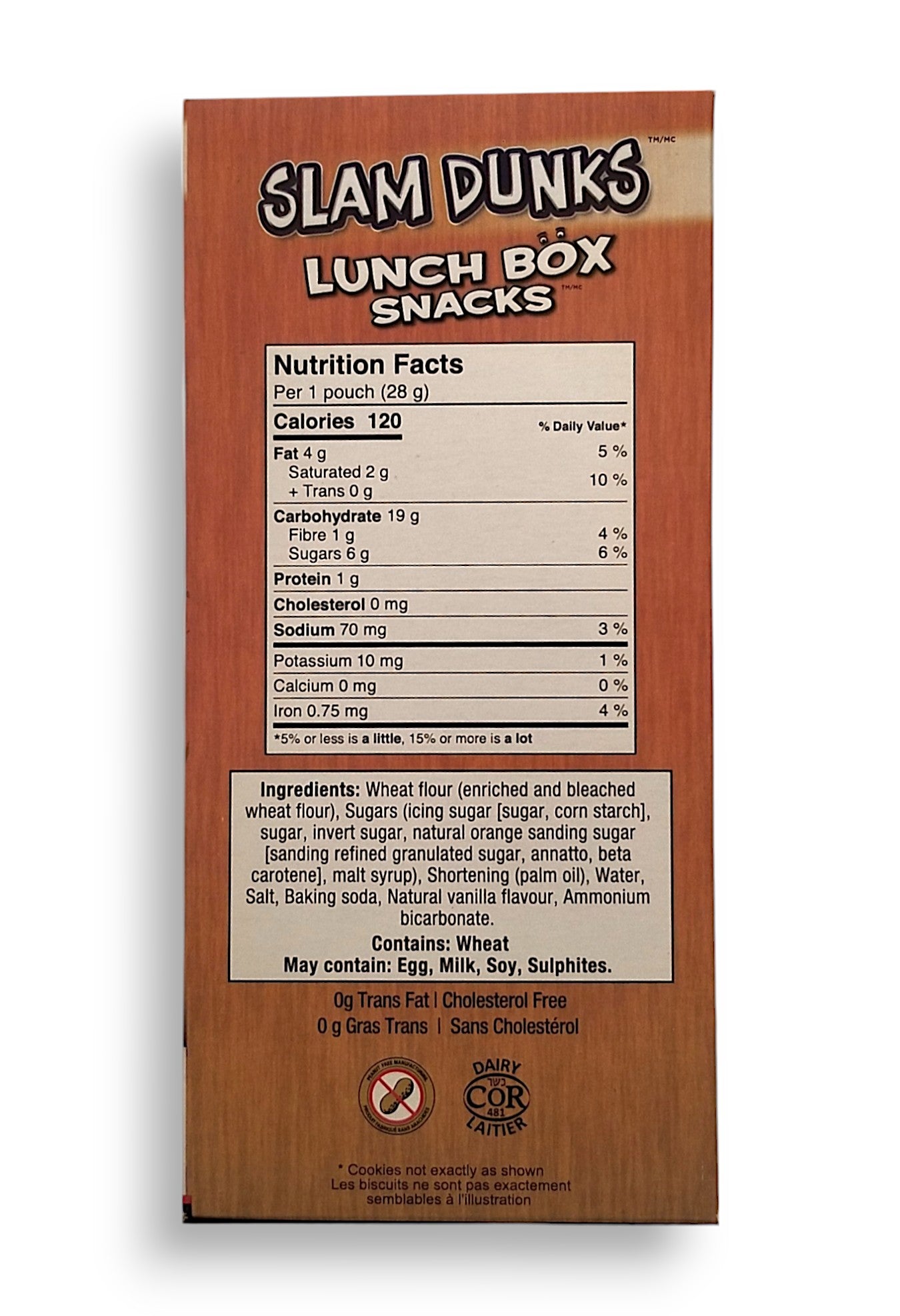 Funcookies Slam Dunks Sprinkled Cookies, Lunch Box Snacks , (6 pouches), 168g/6 oz., Box, side of box