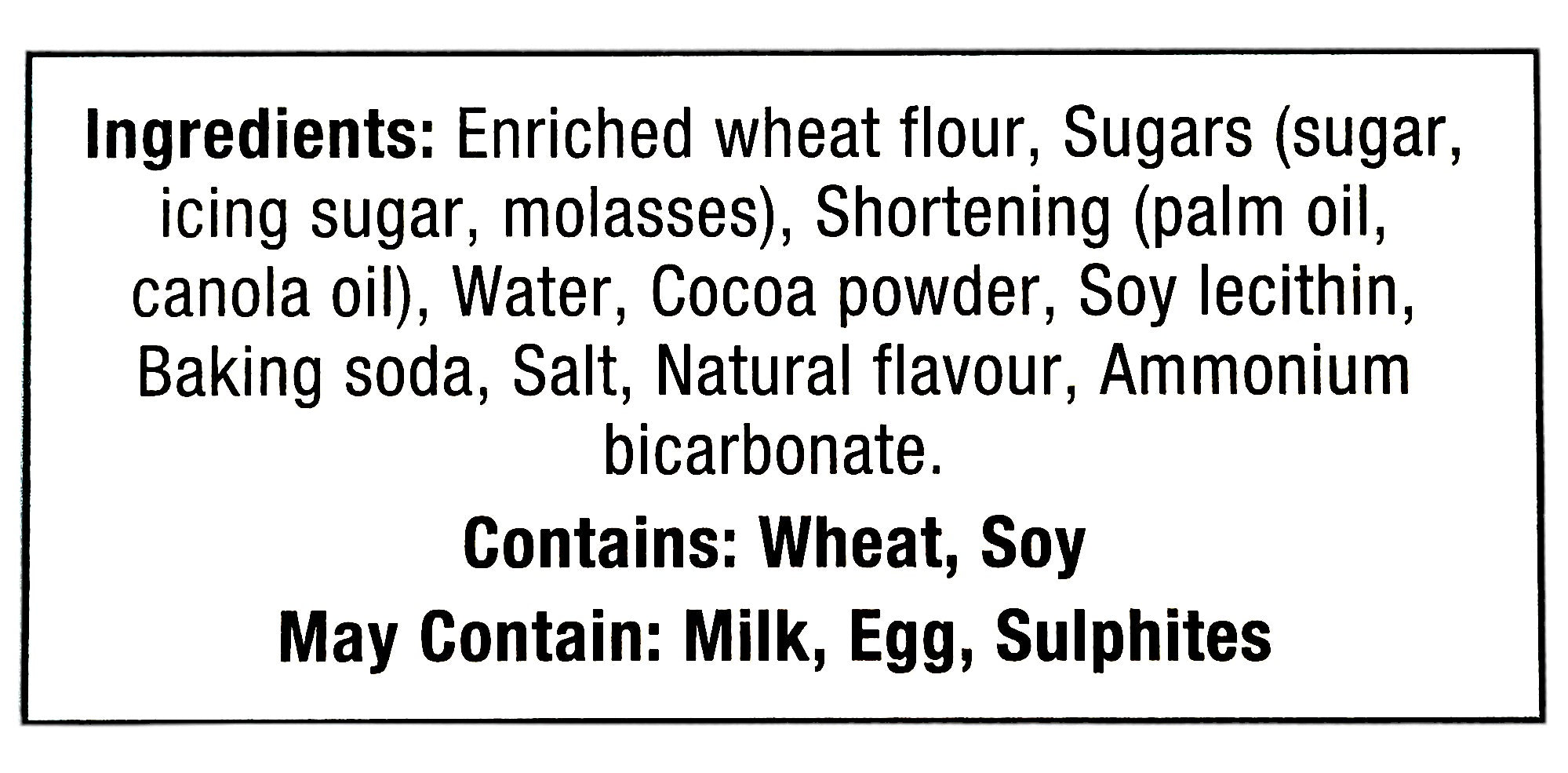 Funcookies Hockey Pucks Chocolate Cookies, Lunch Box Snacks , (6 pouches) 168g/6 oz., Box, ingredients label.