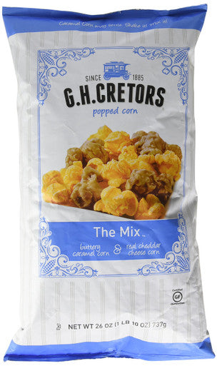G.H. Cretors The Mix, Popped Corn, 737g/26 oz. Bag Front