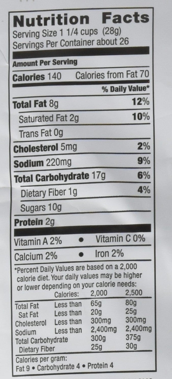 G.H. Cretors The Mix, Popped Corn, 737g/26 oz. Bag Nutrition Facts