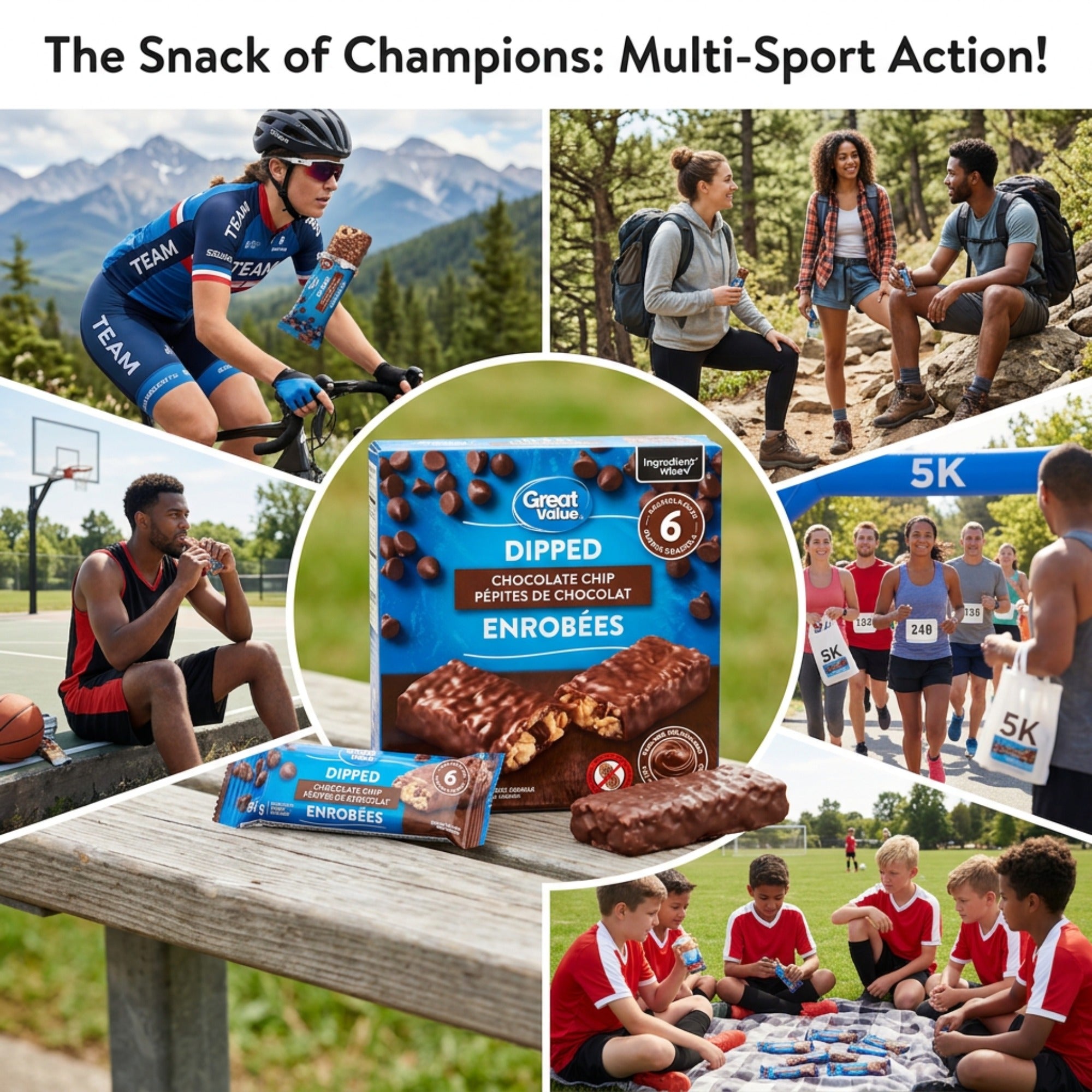 Great Value Dipped Chocolate Chip Granola Bars, 6 Bars – 187g (6.6 oz)
