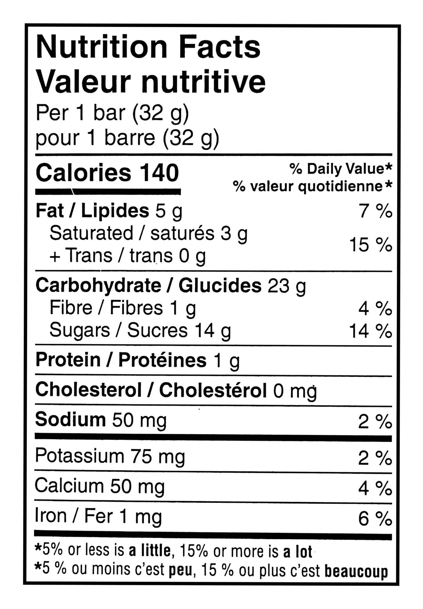 Nutrition facts label for Great Value Dipped Cookies & Creme Granola Bars bar on a white background