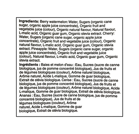 Great Value Organic Fruit Ice Pops 12-Pack ingredients list certified organic
