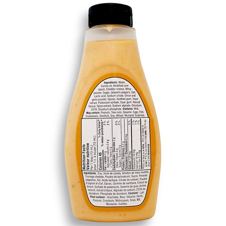 Great Value Queso with Jalapeno Crema Sauce 250ml back of bottle Canadian product
