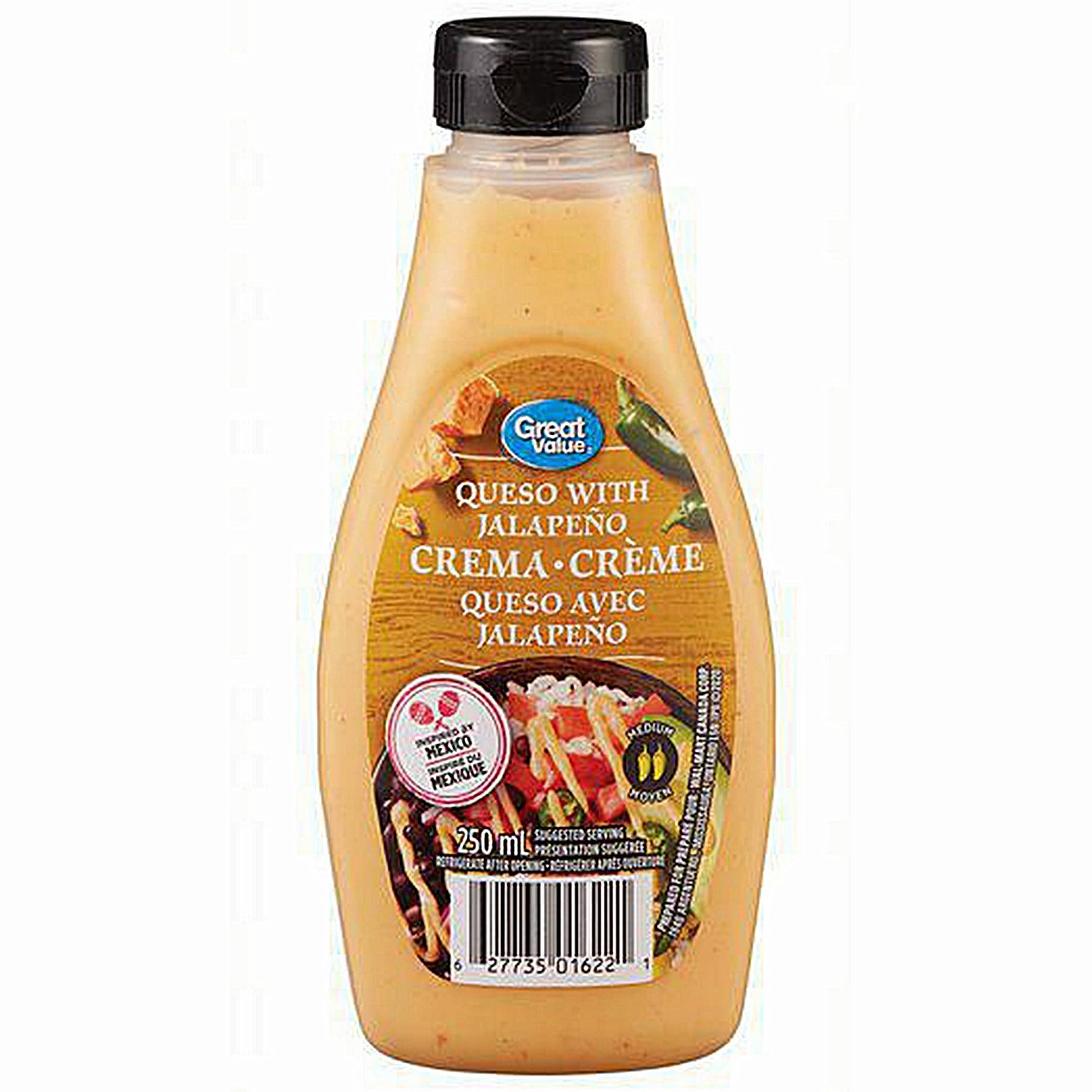 Great Value Queso with Jalapeno Crema Sauce, 250ml/8.5 fl oz