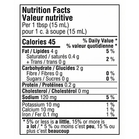 Great Value Queso Jalapeno Crema Sauce nutrition facts label 40 calories per serving 250ml