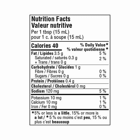 Great Value Poblano Queso Crema Sauce nutrition facts label 40 calories per serving 250ml
