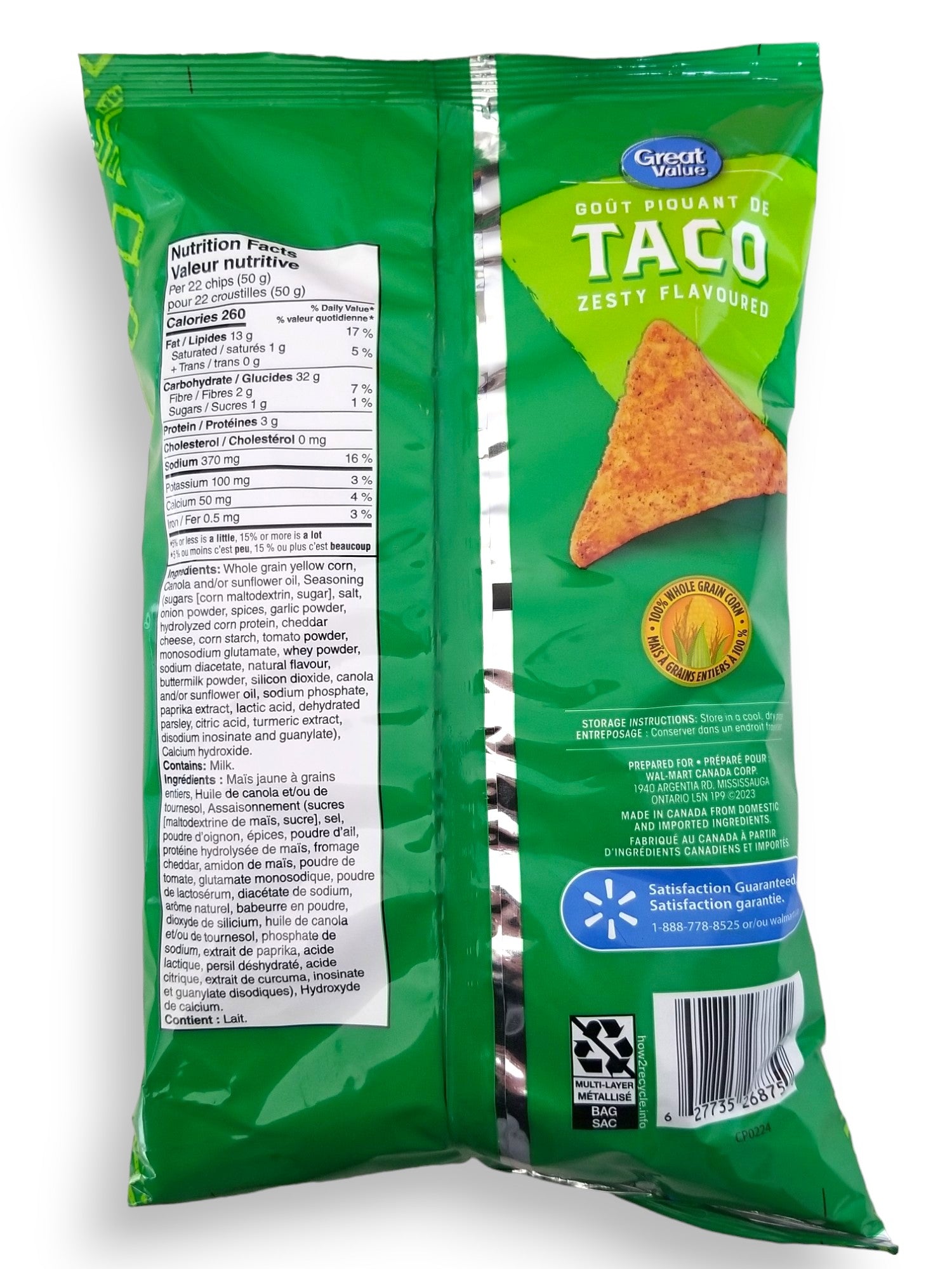 GV  Zesty Flavoured Taco Tortilla Chips, 200g/7oz.