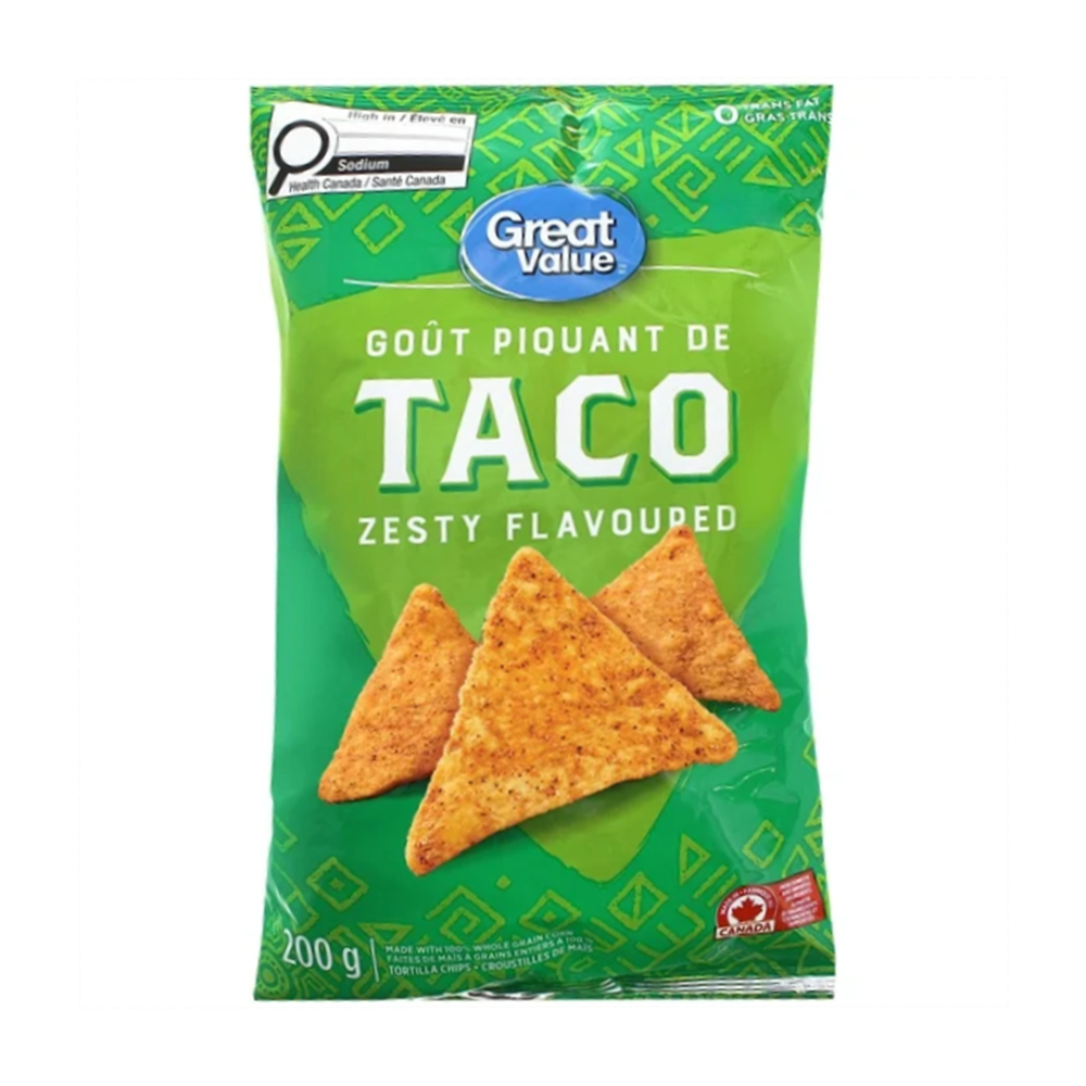 GV  Zesty Flavoured Taco Tortilla Chips, 200g/7oz.