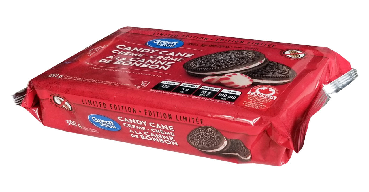 Great Value Candy Cane Creme Sandwich Cookies, 300g/10.5 oz. {Imported from Canada}