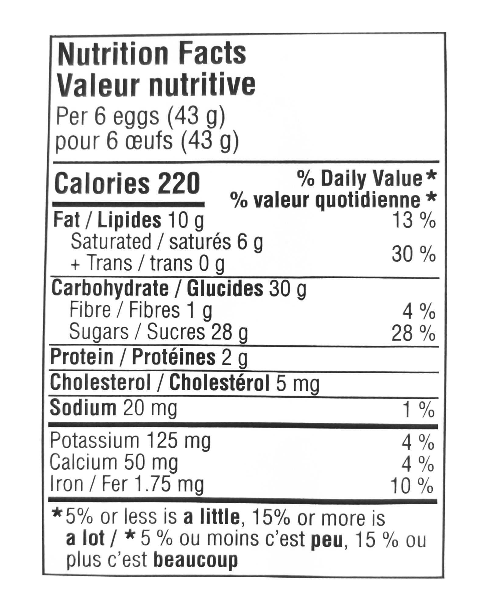 Nutrition facts label for Great Value Milk Chocolate Easter Eggs 310g on a white background