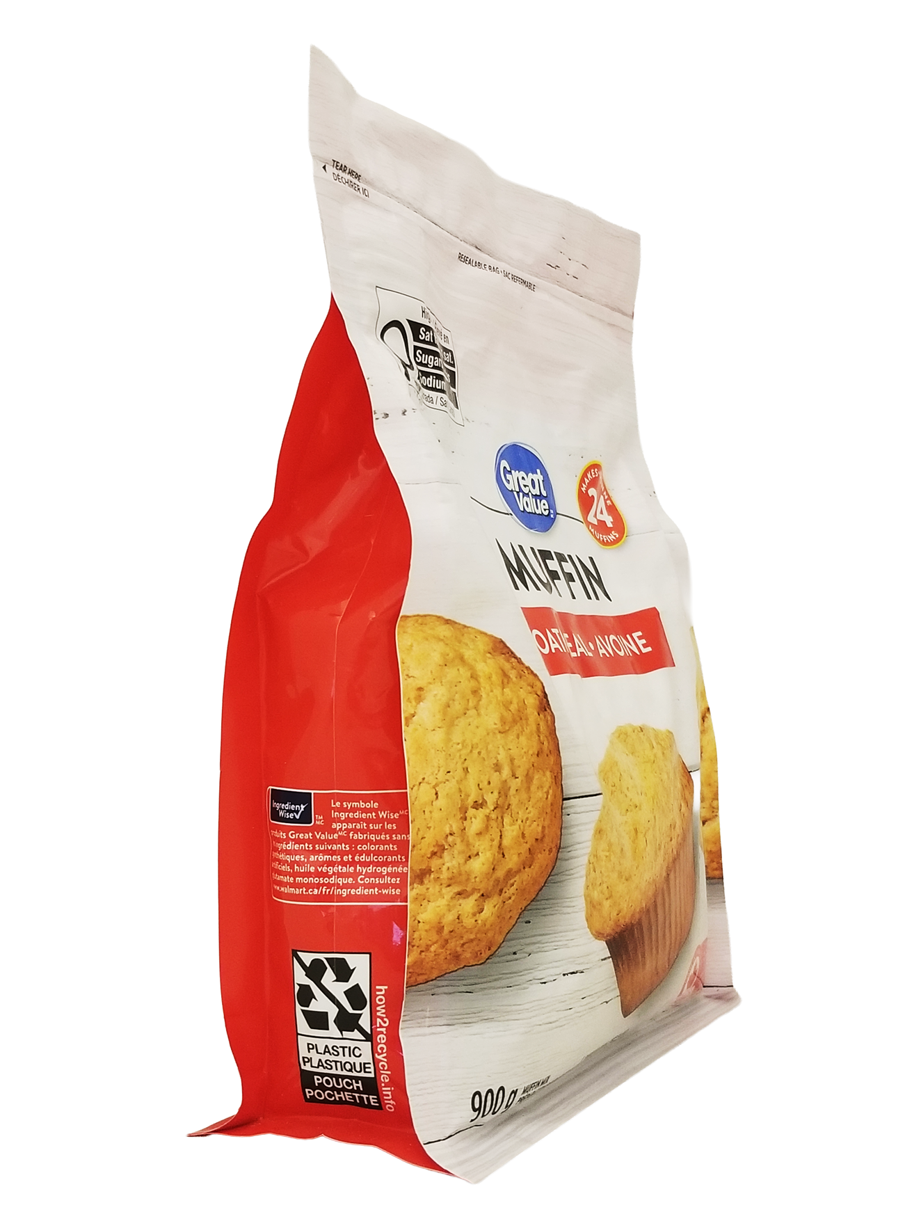 Great Value Oatmeal Muffin Mix, Makes 24 Muffins - 900g with a visible brand logo on a white background