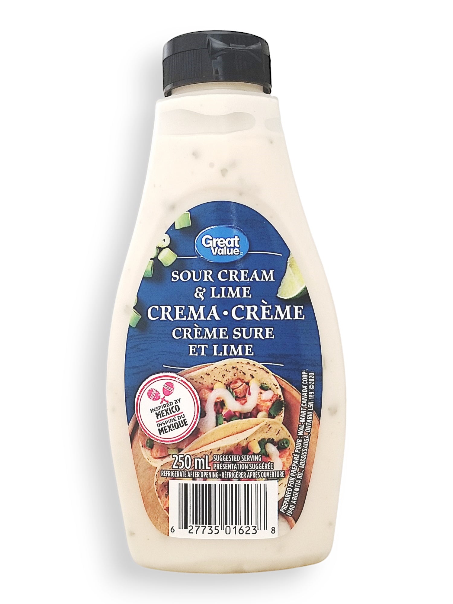 Great Value Sour Cream & Lime Crema Sauce, 250g/8.8 oz