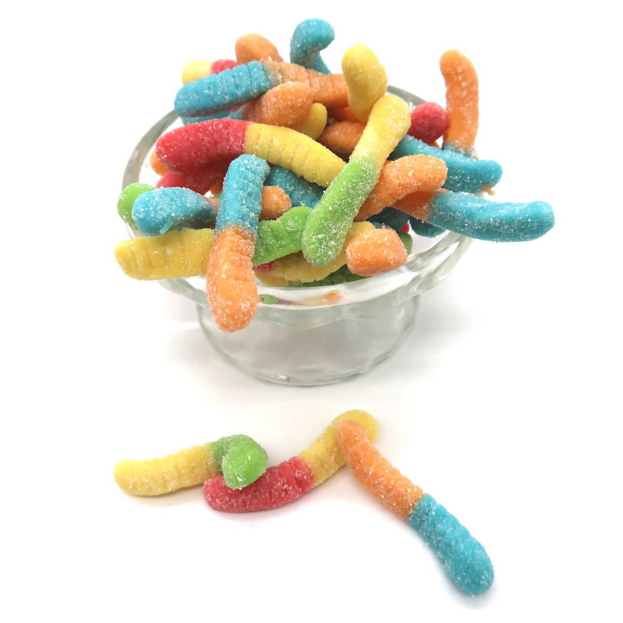 Great Value Sour Worms Gummy Candy in a bowl.