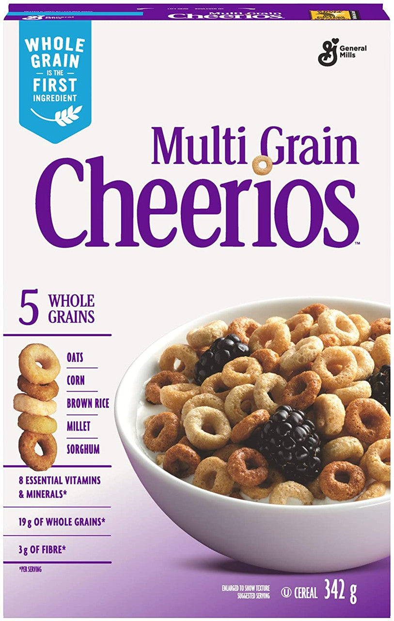 General Mills,Cheerios Multi-Grain Cereal, 342g/12.1oz Box Cover Front
