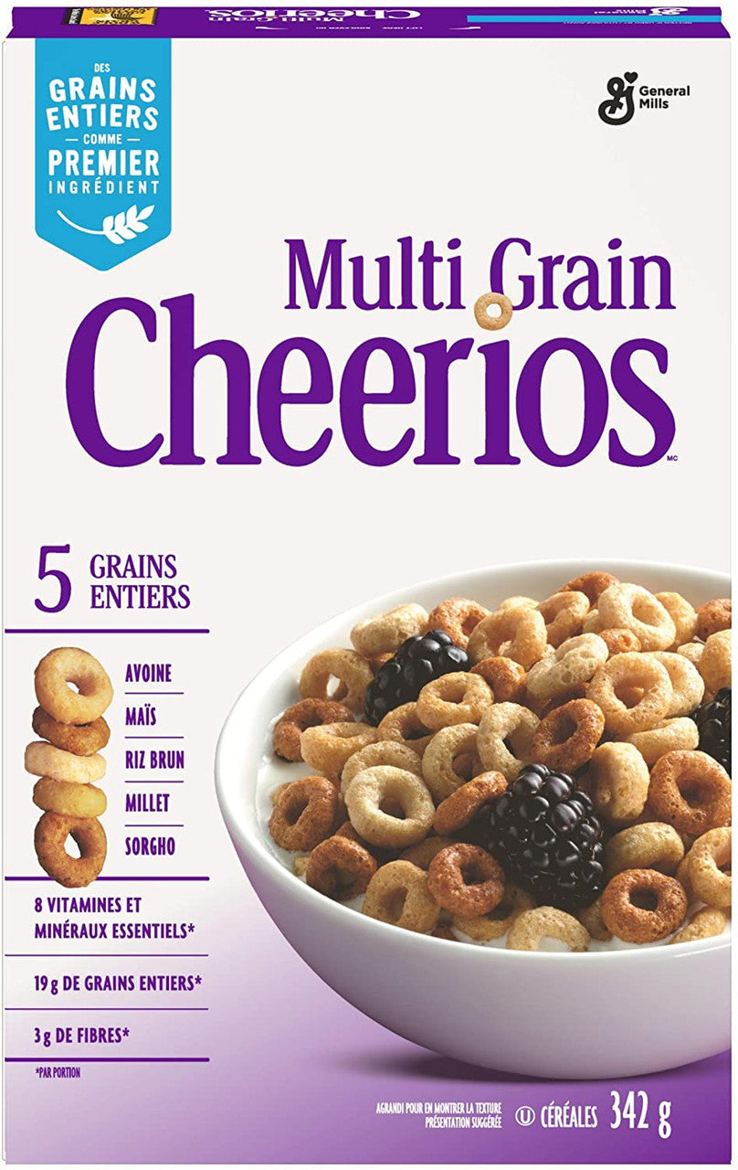 General Mills,Cheerios Multi-Grain Cereal, 342g/12.1oz Box Frontside