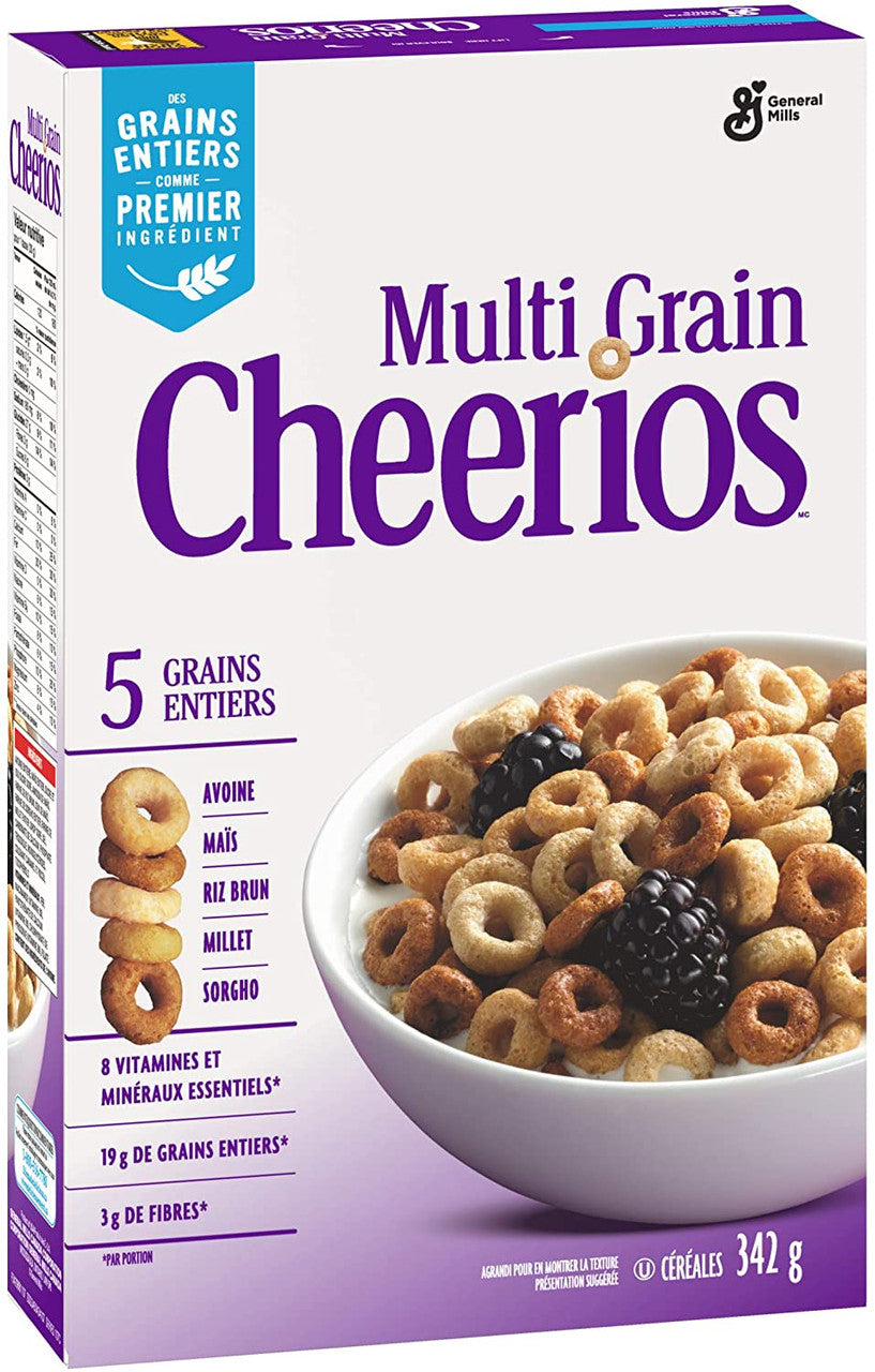 General Mills,Cheerios Multi-Grain Cereal, 342g/12.1oz Box Left Angle
