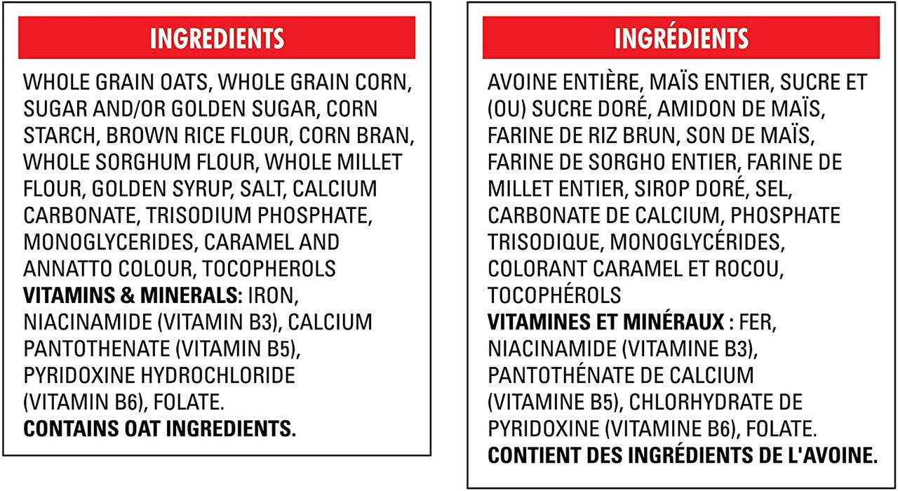 General Mills,Cheerios Multi-Grain Cereal, 342g/12.1oz Ingredients