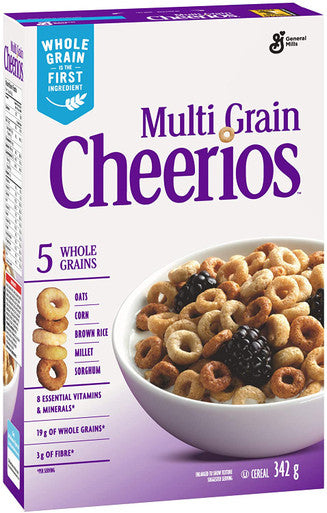 General Mills,Cheerios Multi-Grain Cereal, 342g Box Left Angle