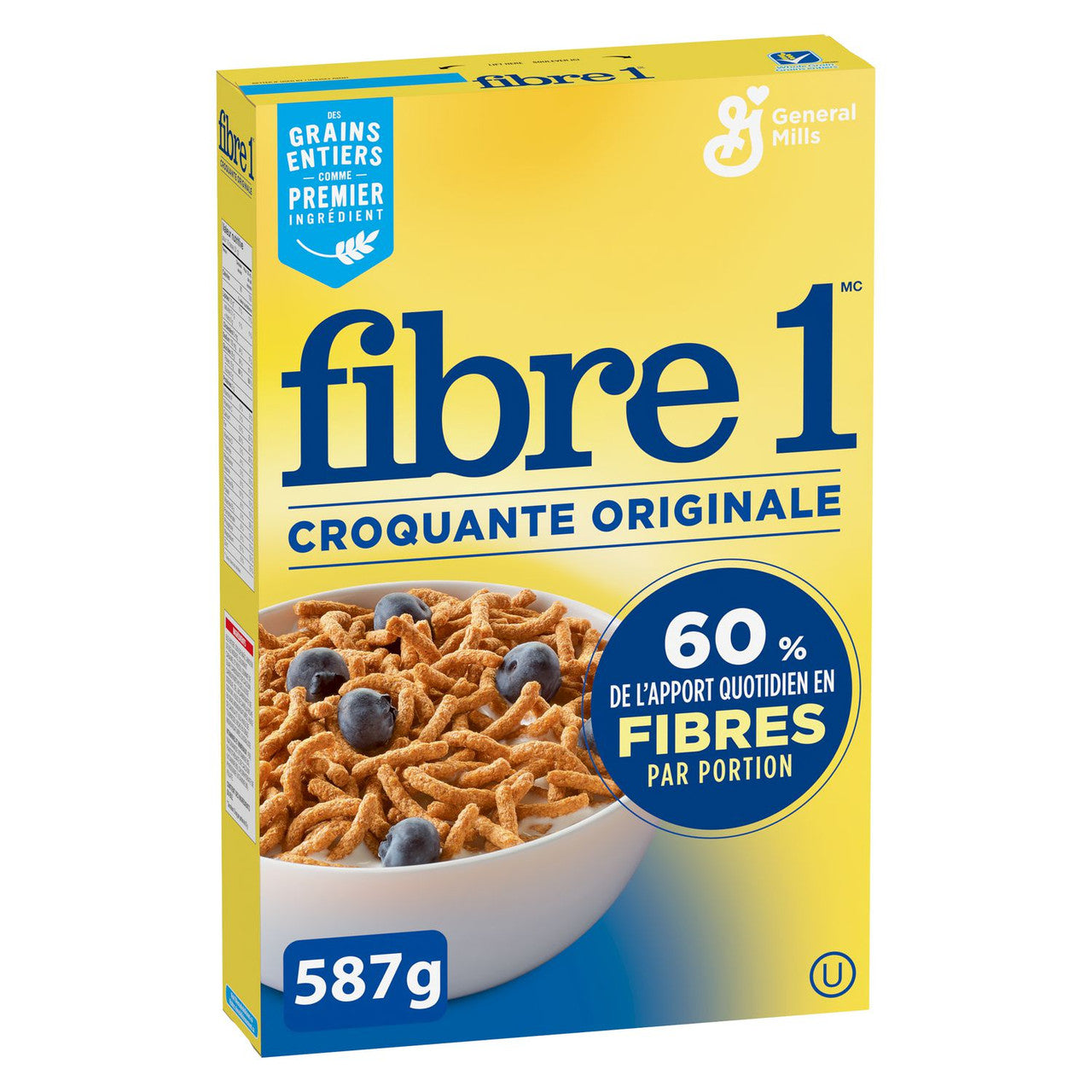 General Mills, Fibre 1 Crunchy Original Cereal, 587g/20.5 oz., Box Left Angle