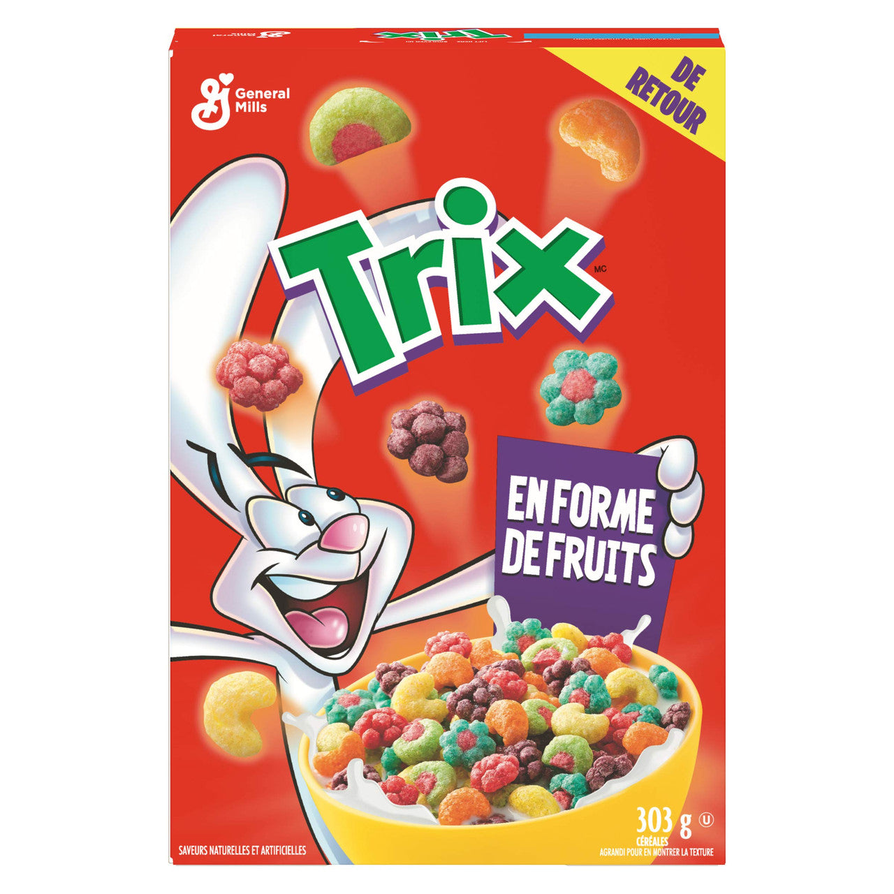 General Mills, Trix Fruity Shapes Cereal, 303g/10.7oz Box Front Side