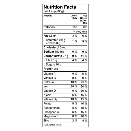 General Mills, Trix Fruity Shapes Cereal, 303g/10.7oz Box Nutrition Facts Label