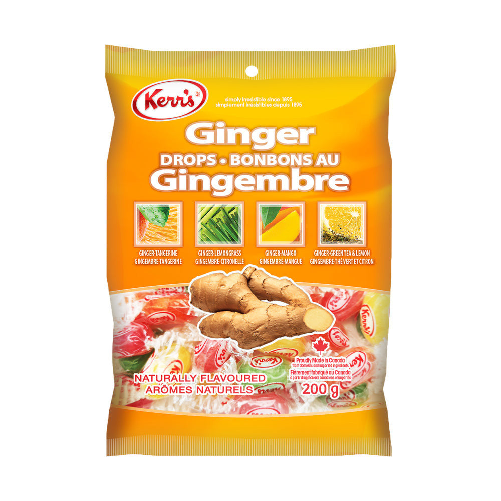 Kerr's Ginger Drops Hard Candies, 200g/7 oz. Bag {Imported from Canada}