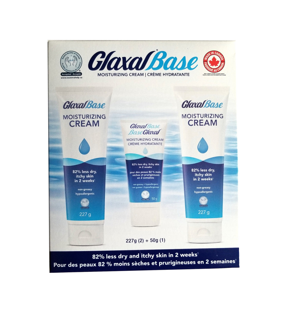 Glaxal Base Moisturizing Cream, 3pk, 2 x 227g/7.9 oz. and 1 x 50g/1.75 oz. Bottle {Imported from Canada}