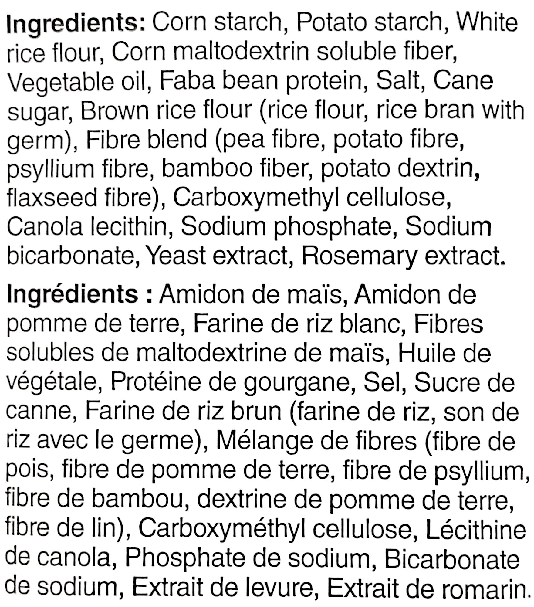 Glutino Gluten Free Pretzel Sticks, Ingredients label