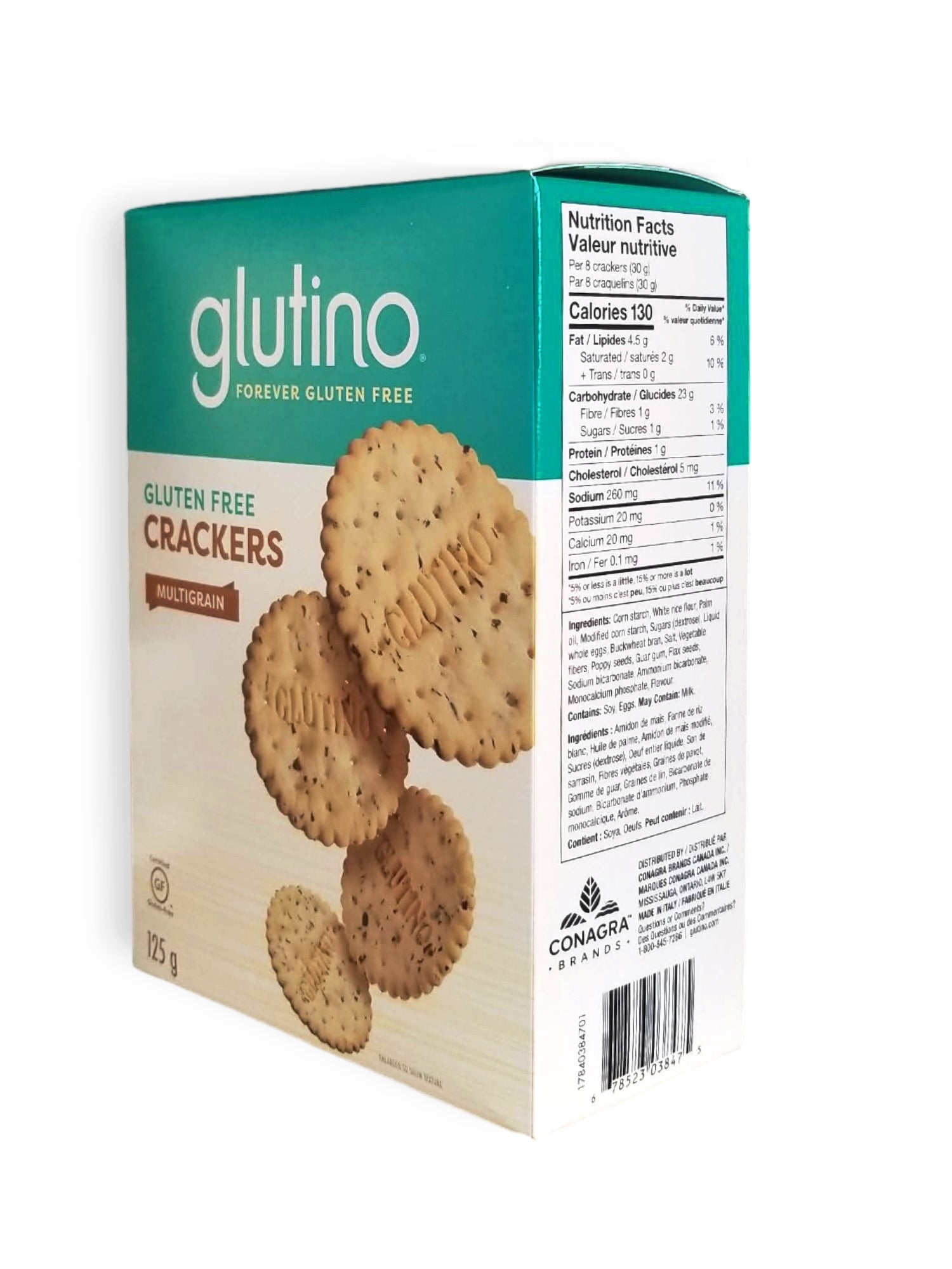 Glutino Gluten Free Multigrain Crackers, 125g/4.4 oz.