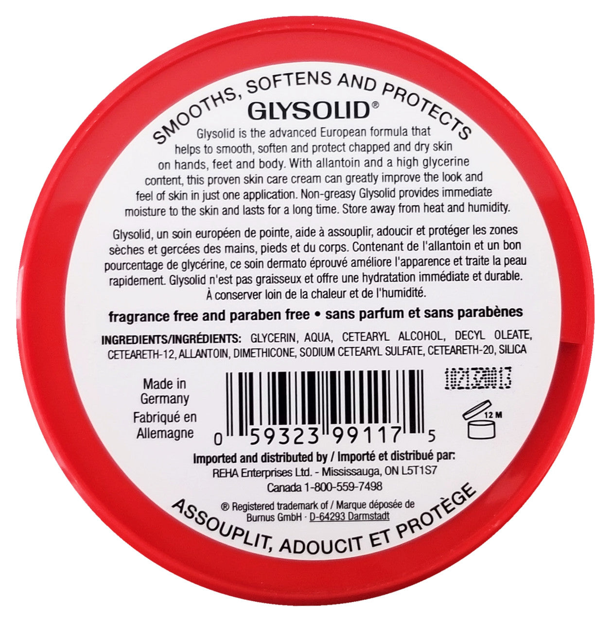 Glysolid Glycerine Cream, 100mL/3.5 fl. oz. Jar Bottom Side
