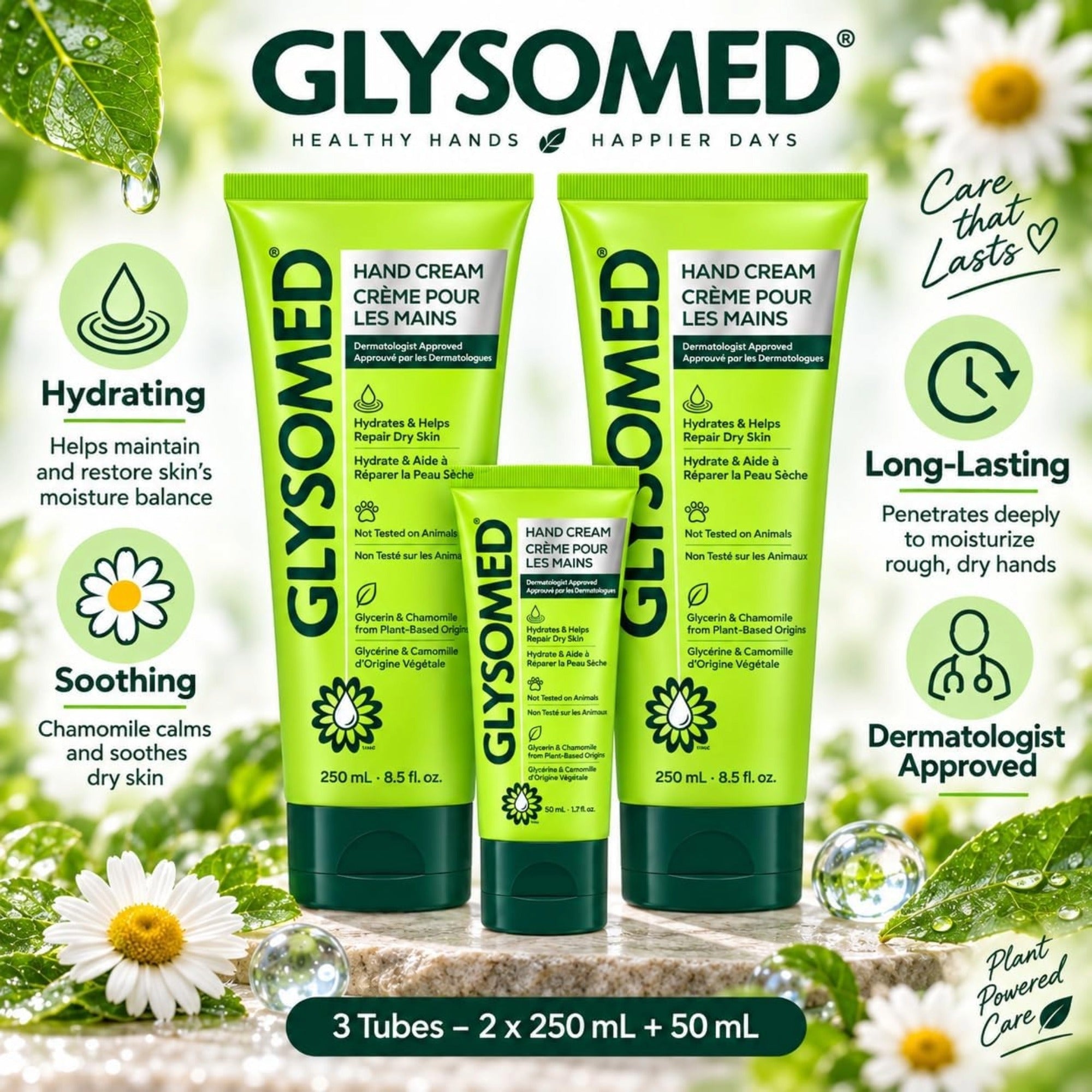 Glysomed Hand Cream Combo Pack, 2 x 250 mL (8.5 fl oz) + 50 mL (1.7 fl oz)