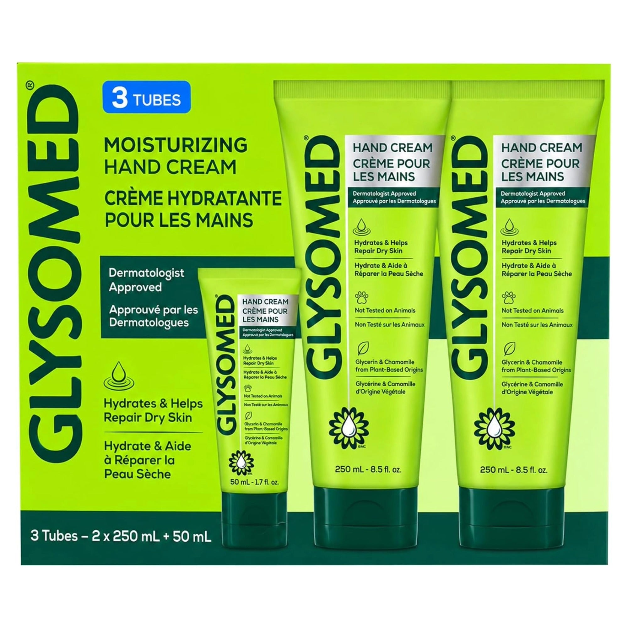 Glysomed Hand Cream Combo Pack, 2 x 250 mL (8.5 fl oz) + 50 mL (1.7 fl oz)