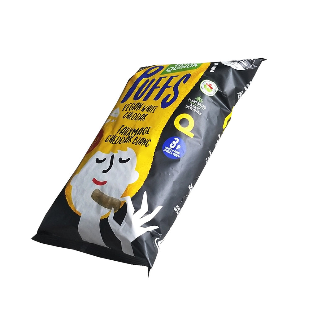 GoGo Quinoa Puffs, Vegan White Cheddar Puffs Snacks, 113g/4 oz. Bag {Imported from Canada}