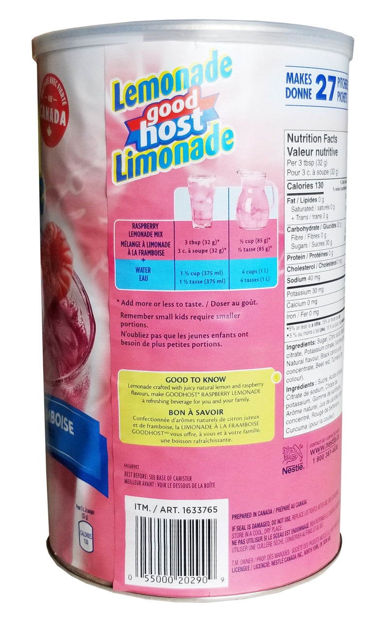 Good Host Lemonade, Raspberry Lemonade Flavor, 2.35kg/5.2lbs. Can {Imported from Canada}