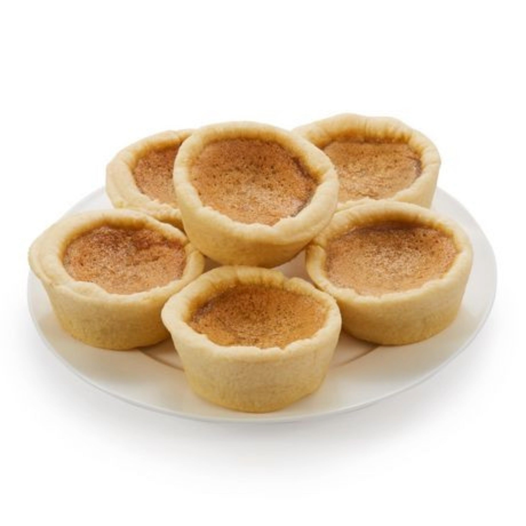 Grandmother's Bake Shoppe Plain Butter Tarts arranged on a plate, golden flaky pastry