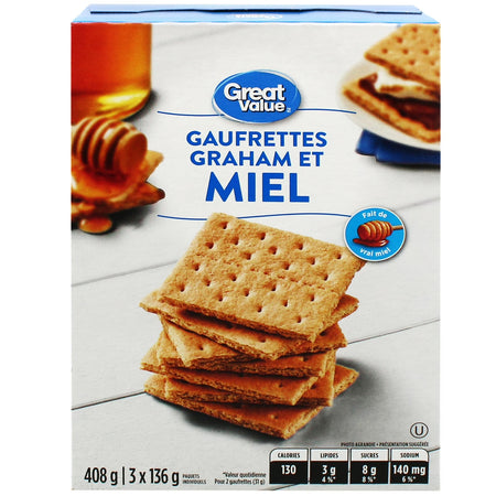 Great Value Honey Graham Wafers 408 g – back of package