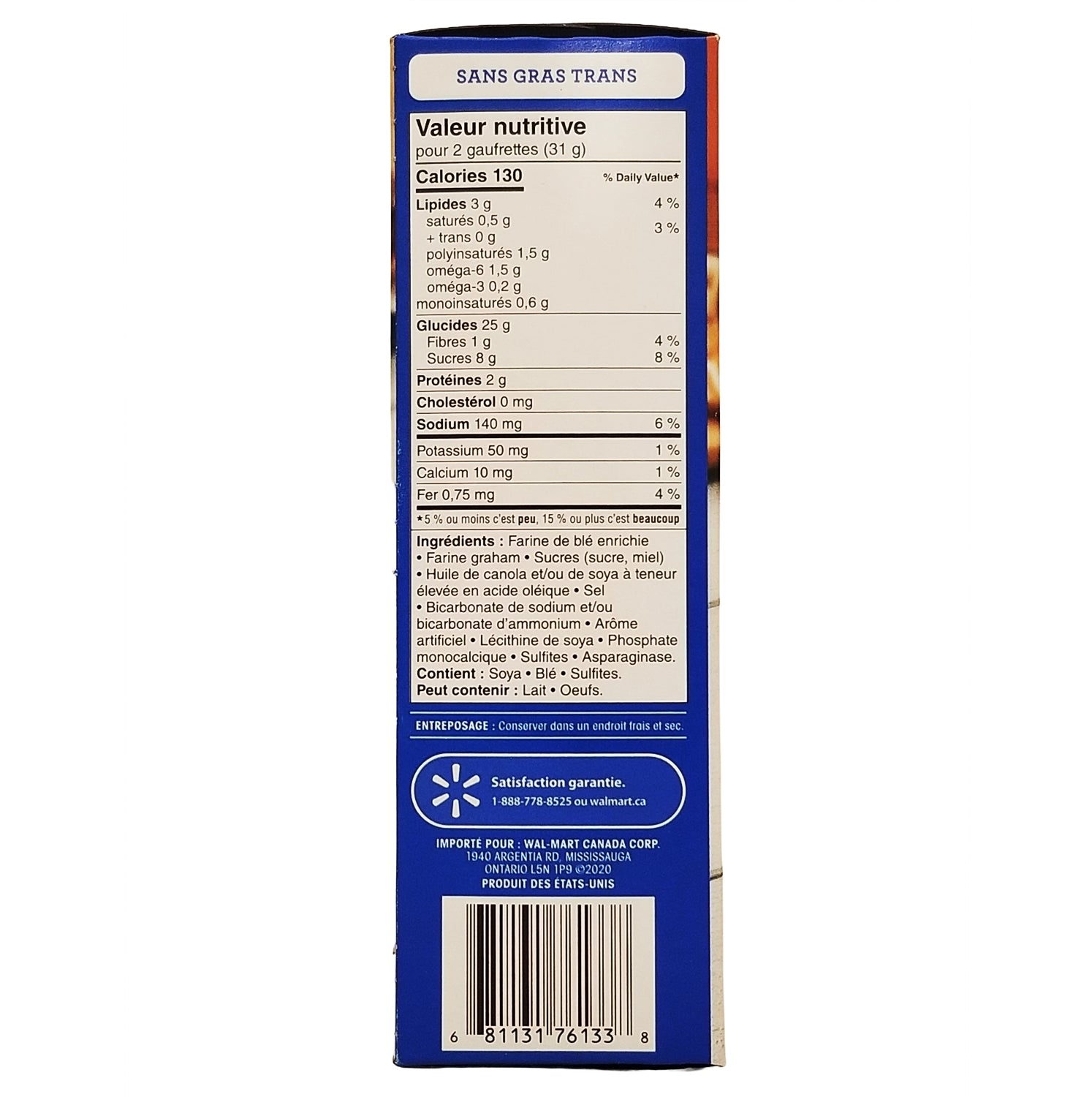 Great Value Honey Graham Wafers 408 g – second side of package