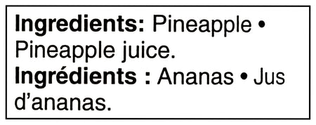 Great Value Pineapple Chunks In Pineapple Juice, 540ml/19 fl oz - List of ingredients including pineapple and pineapple juice in English and French.
